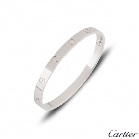 Cartier White Gold Plain Love Bracelet Size 17 B6035417 Cartier White Gold Plain Love Bracelet Size 17 B6035417